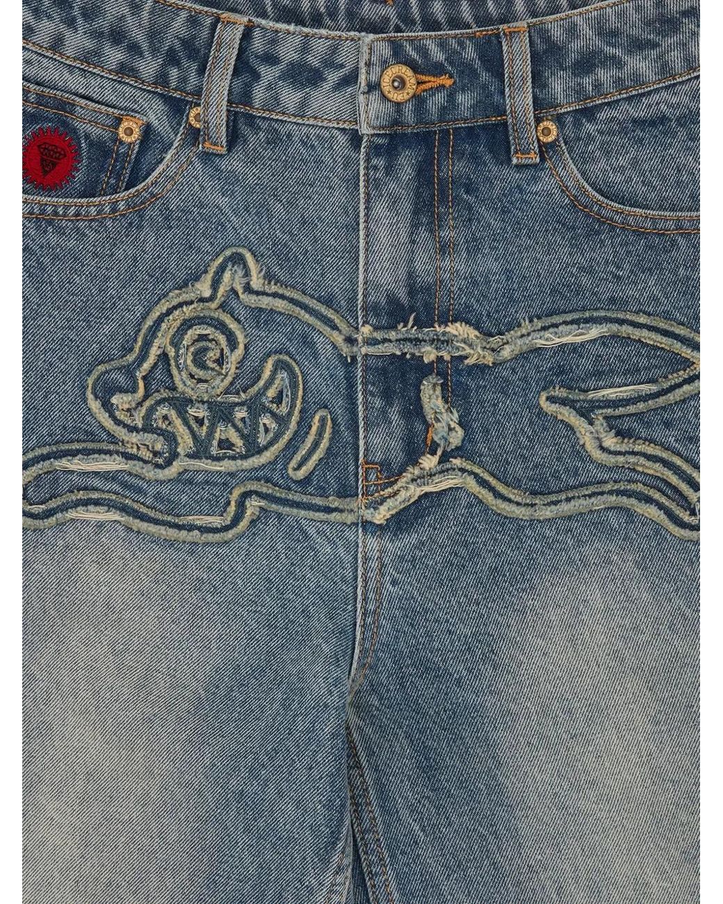 ICECREAM Blue Graphic Appliqued Jeans for men