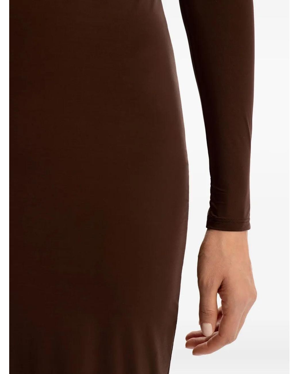 12 STOREEZ Brown Long-Sleeve Midi Dress