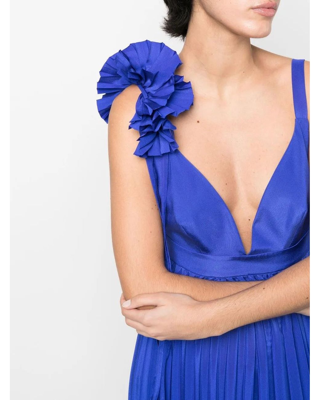P.A.R.O.S.H. Bluette Plissé Long Dress