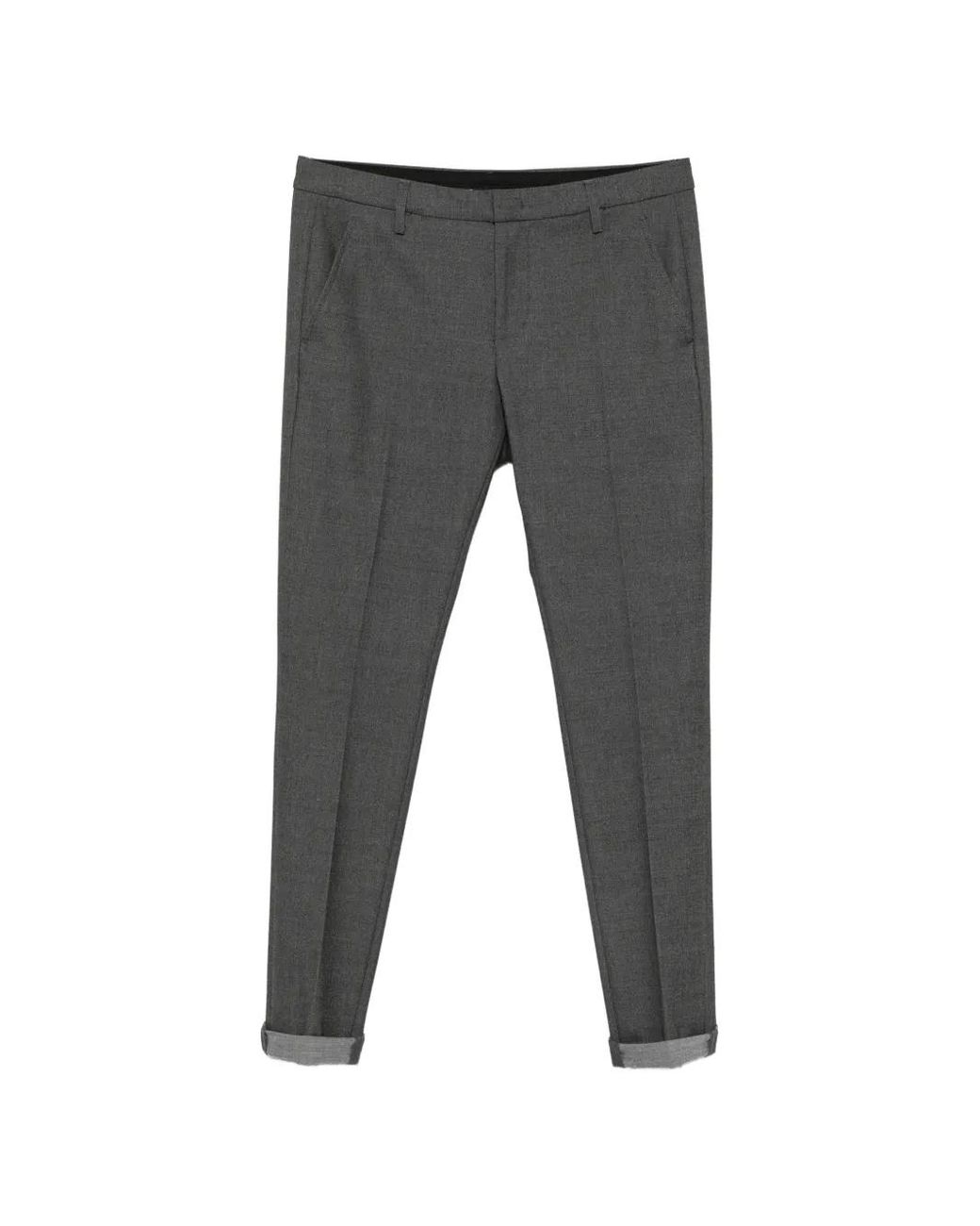 Dondup Gray Gaubert Slim-Fit Turned-Up Chino Trousers for men