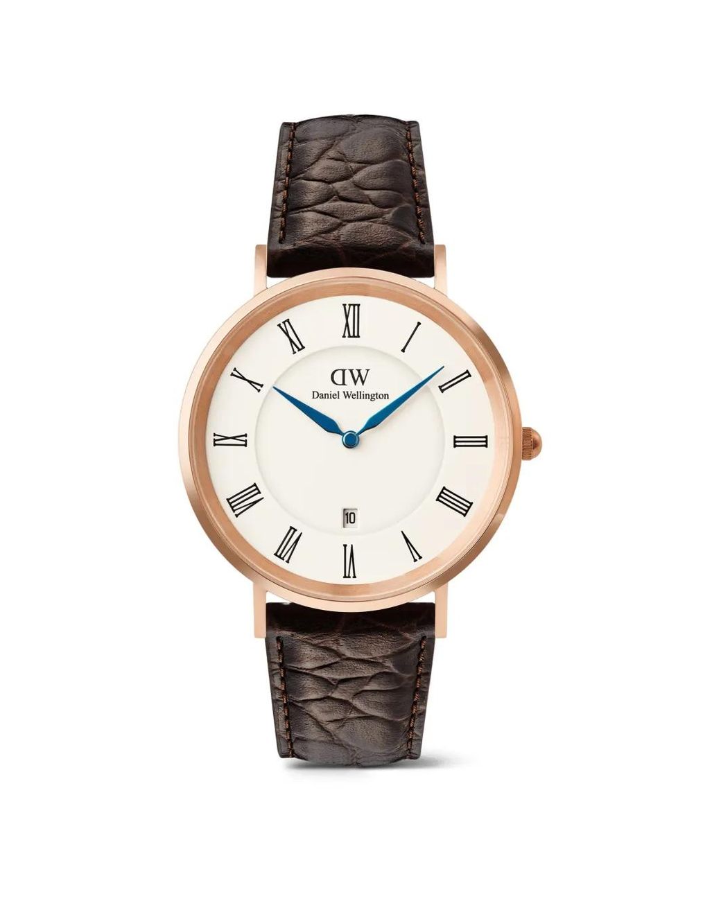 Daniel Wellington White Classic Roman Numerals Date Dark Croc Belly Rose 40Mm Watch for men