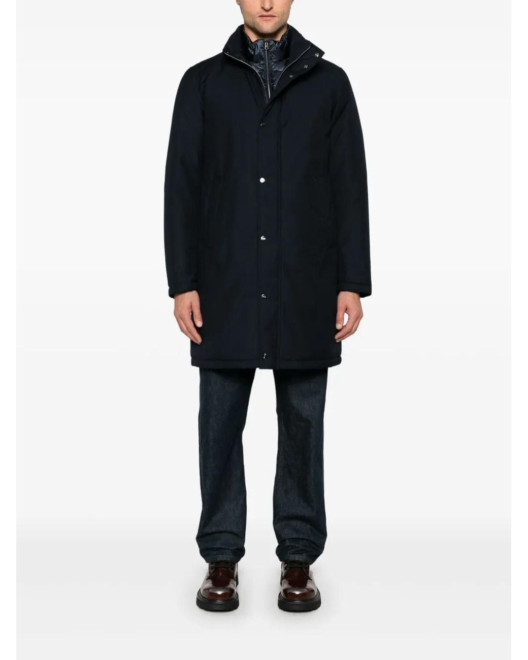 Herno Blue Layer-Detail Coat for men