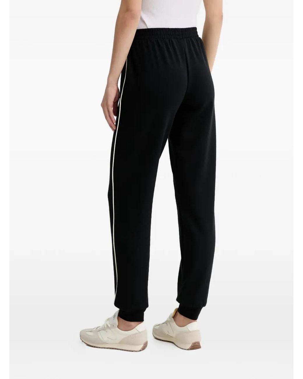 Guess Black Logo-Patch Side-Stripe Track Pants