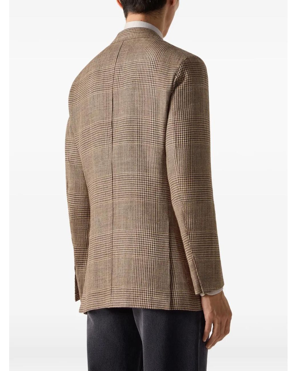 Zegna Brown Checked-Pattern Blazer for men