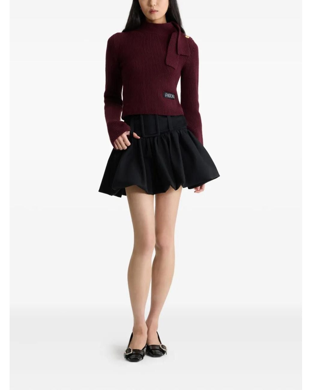 Patou Black Belted Bubble Mini Skirt