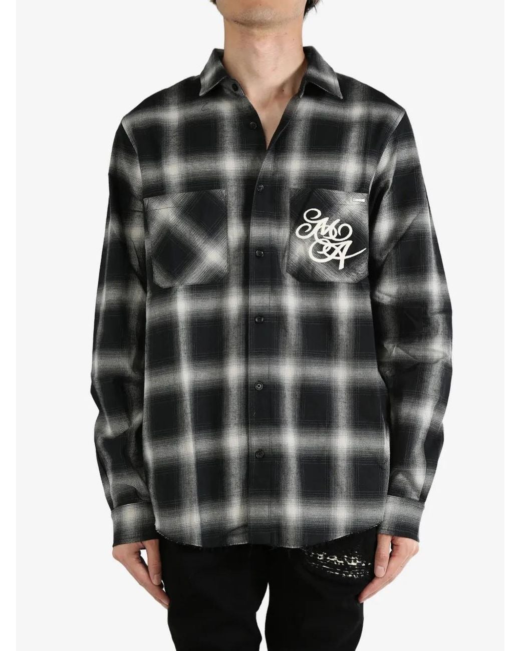 Amiri Gray Swirl Flannel Shirt for men