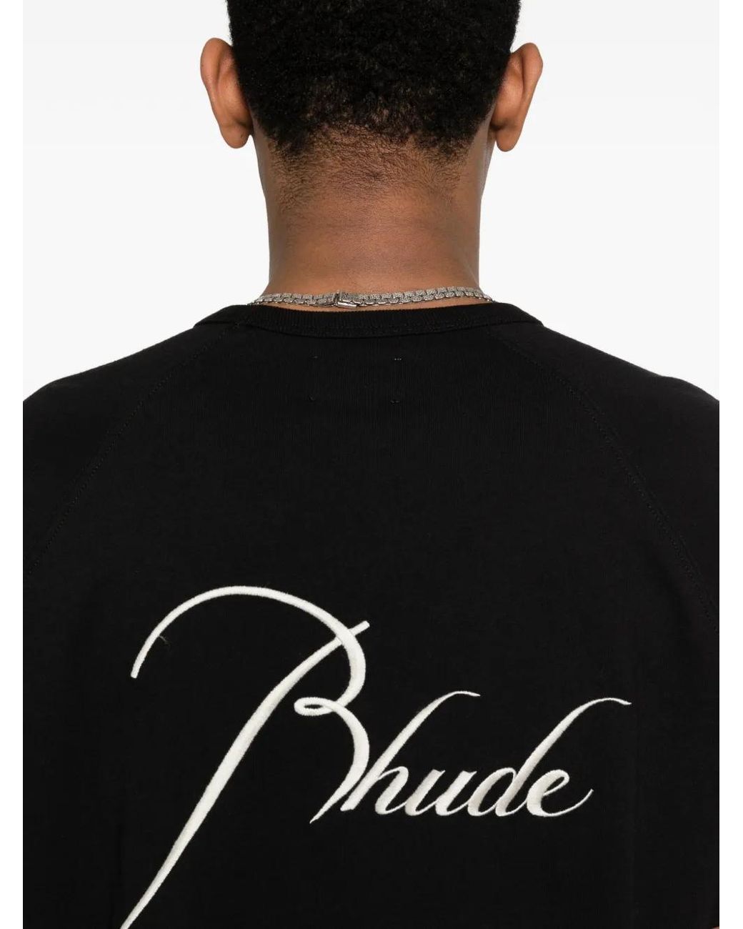 Rhude Black Reglan-Shoulder T-Shirt for men