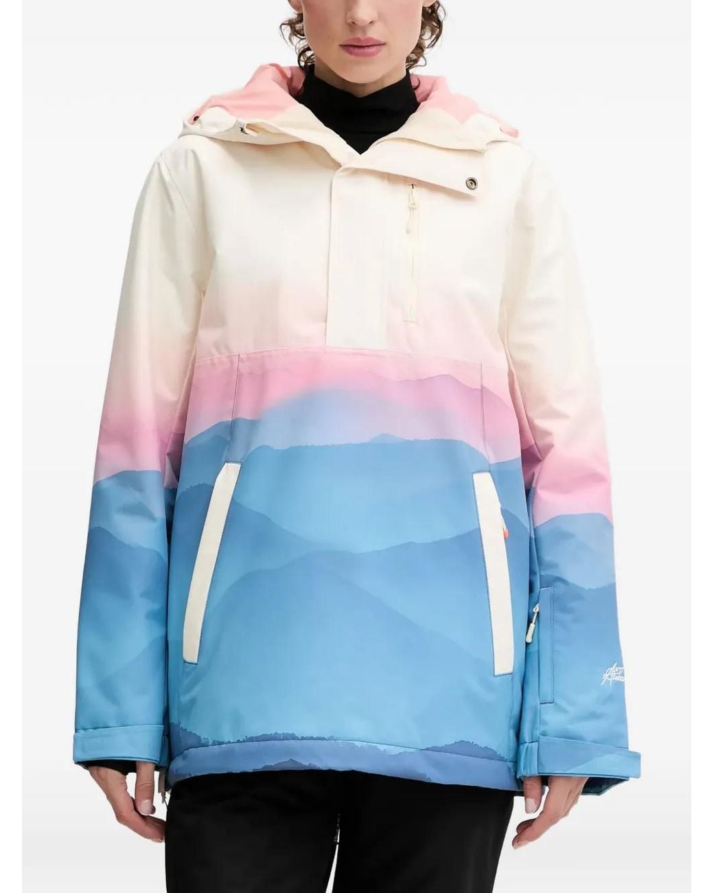 Rip Curl Blue Landscape-Print Hooded Jacket