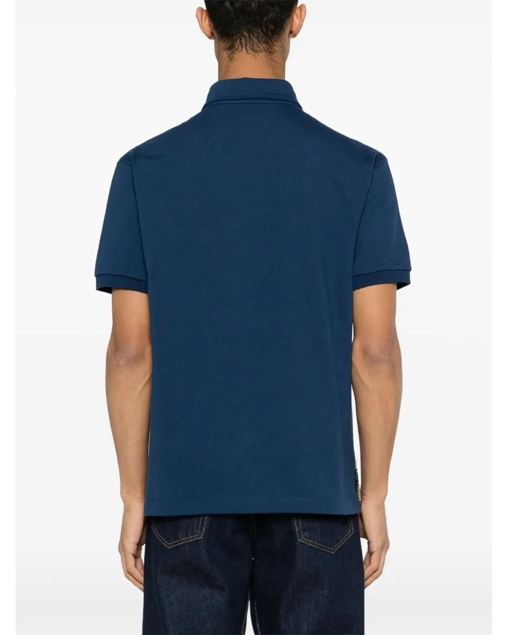 Gucci Blue Monogram Contrast-trim Silk And Cotton-blend Polo Shirt for men