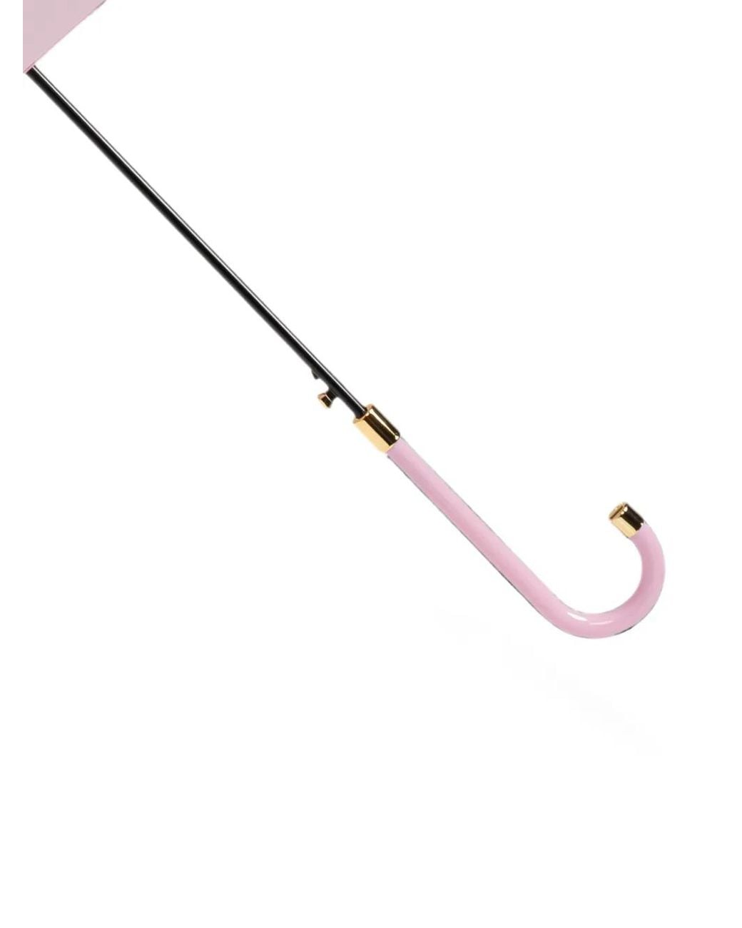 Moschino Pink Logo-Print Curved-Handle Umbrella