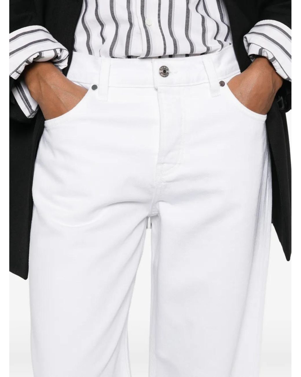 EB DENIM White Mid Rise Baggy Jeans
