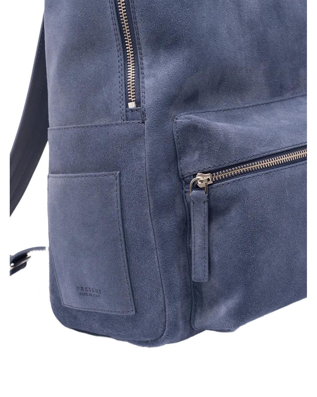 Orciani Blue Laio Suede Zip Backpack for men