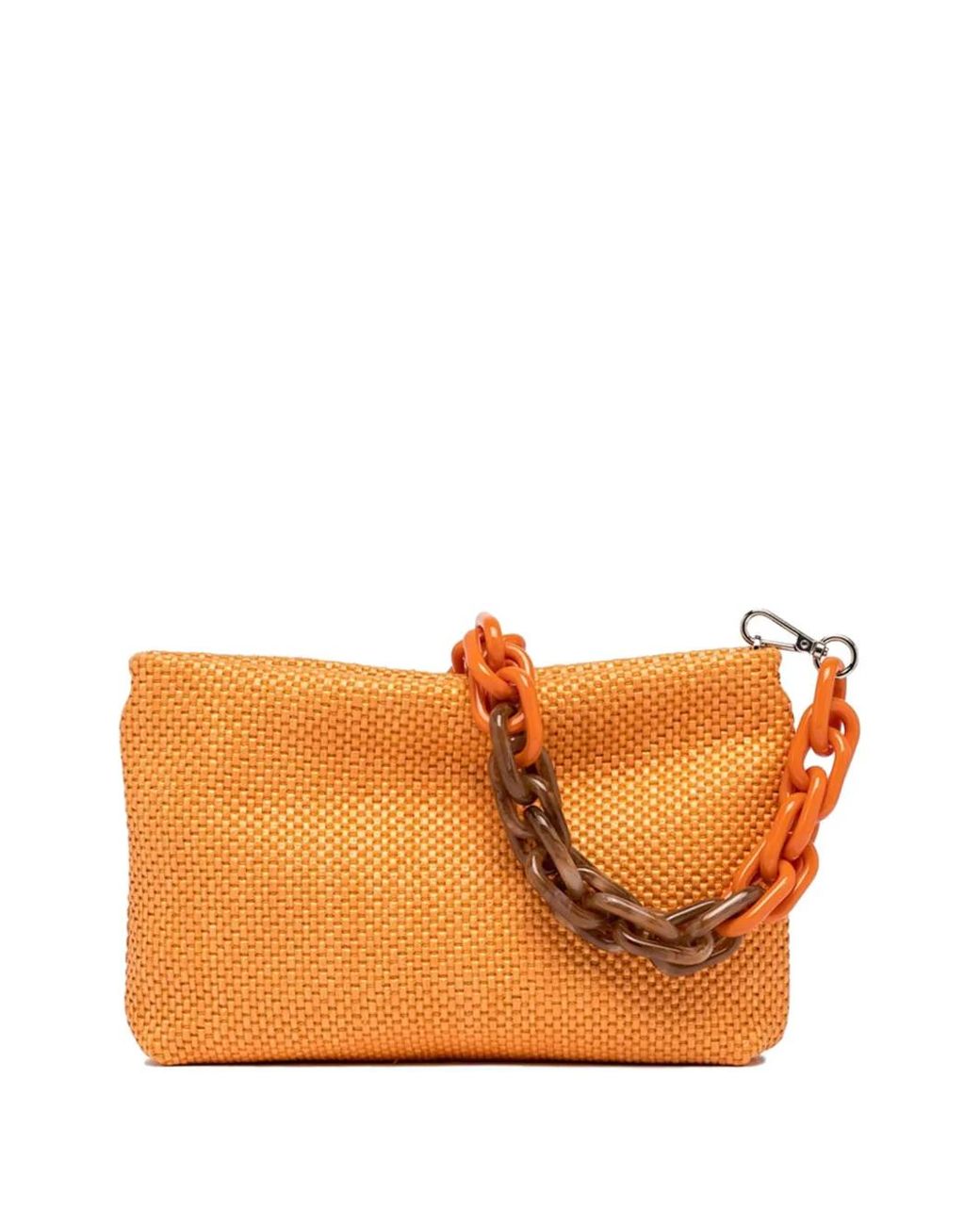 Gianni Chiarini Orange Brenda Chain Clutch Bag