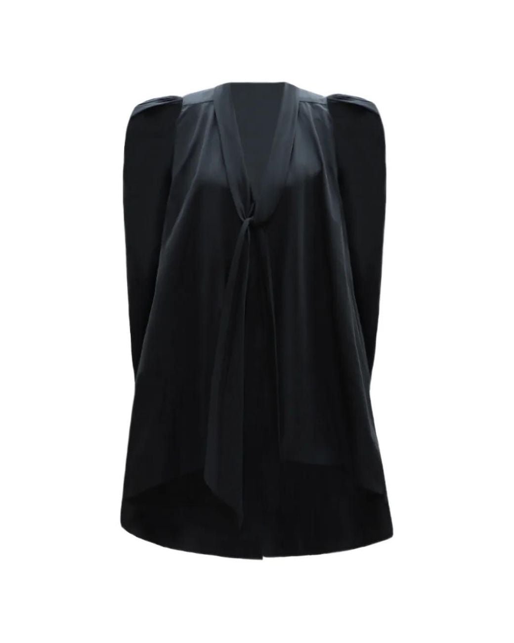 Gemy Maalouf Black Bow Long-Sleeve Top