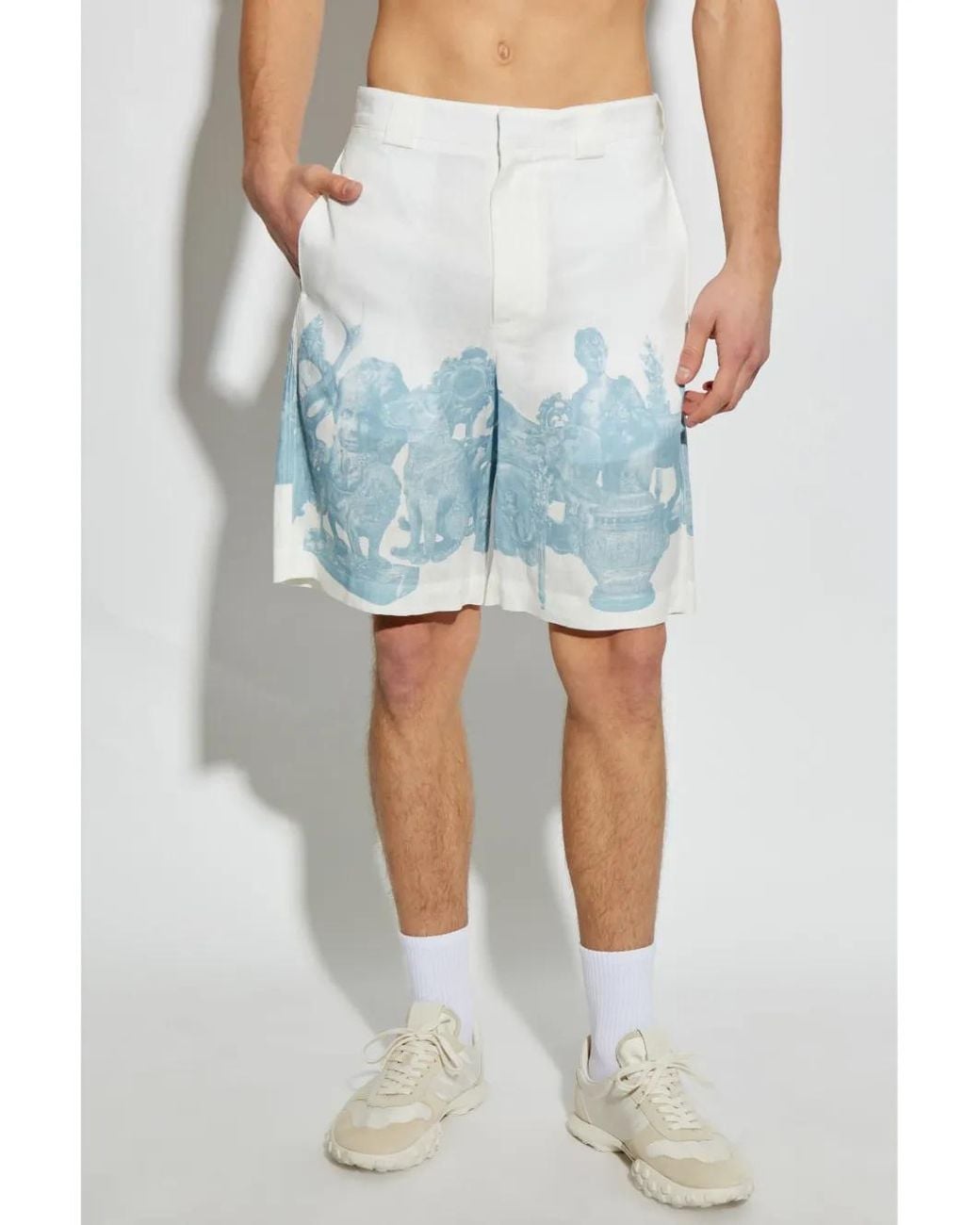Givenchy Blue Graphic-Print Shorts for men