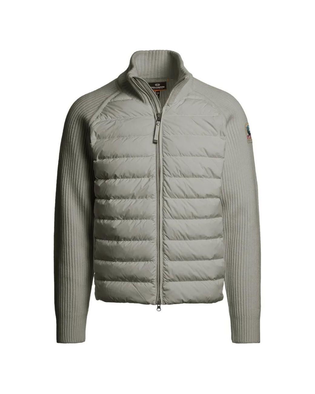 Parajumpers Gray Olmo Rib-Knit Padded Jacket for men