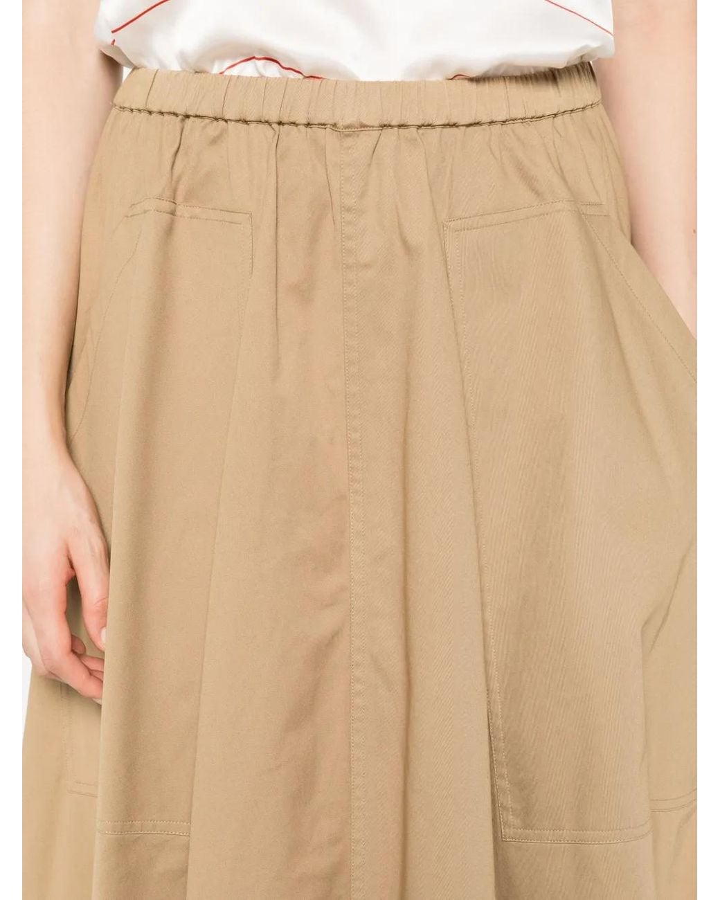 Vince Midi-Rok Met Elastische Taille in het Natural