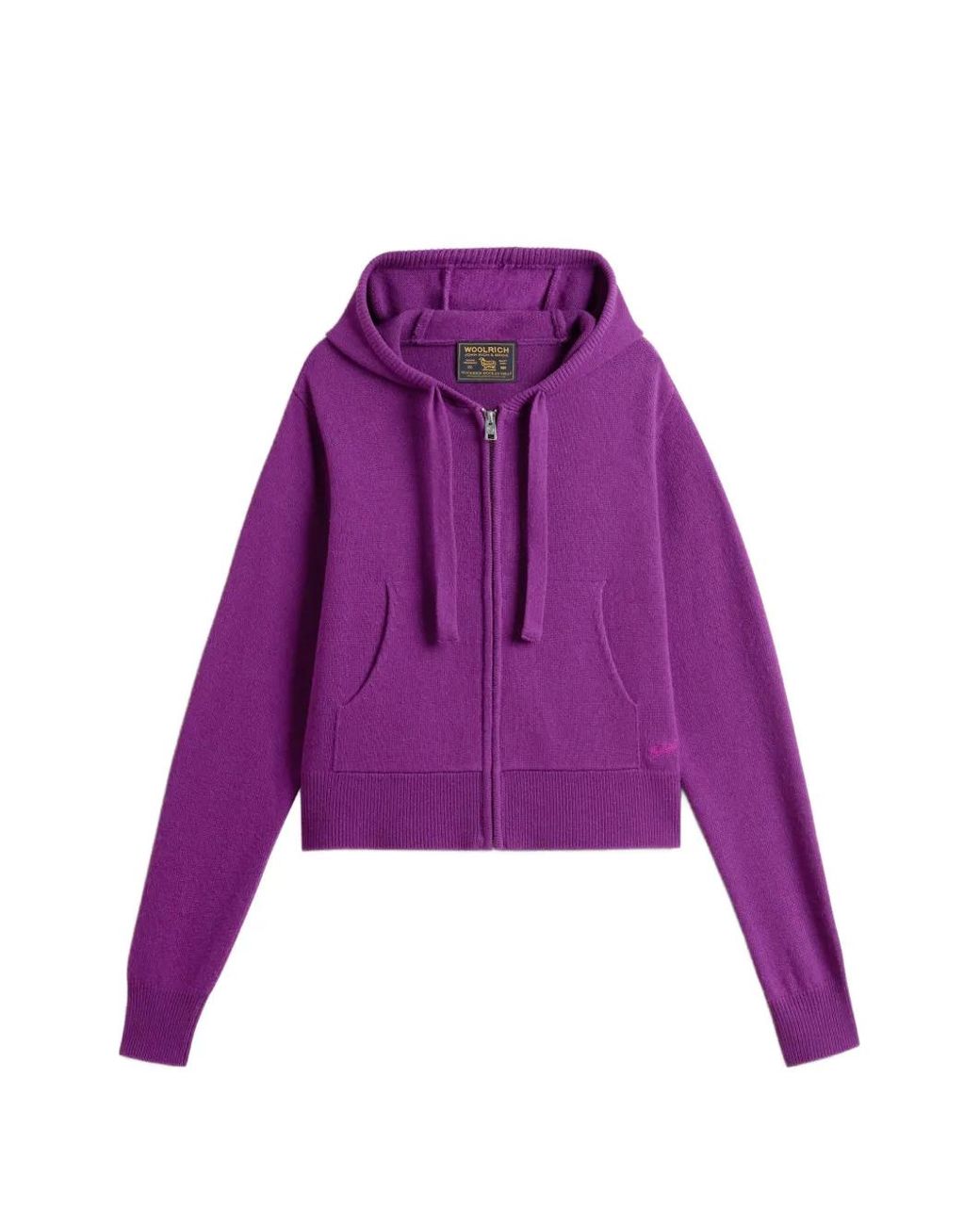 Woolrich Purple Cardigan Zippé À Capuche