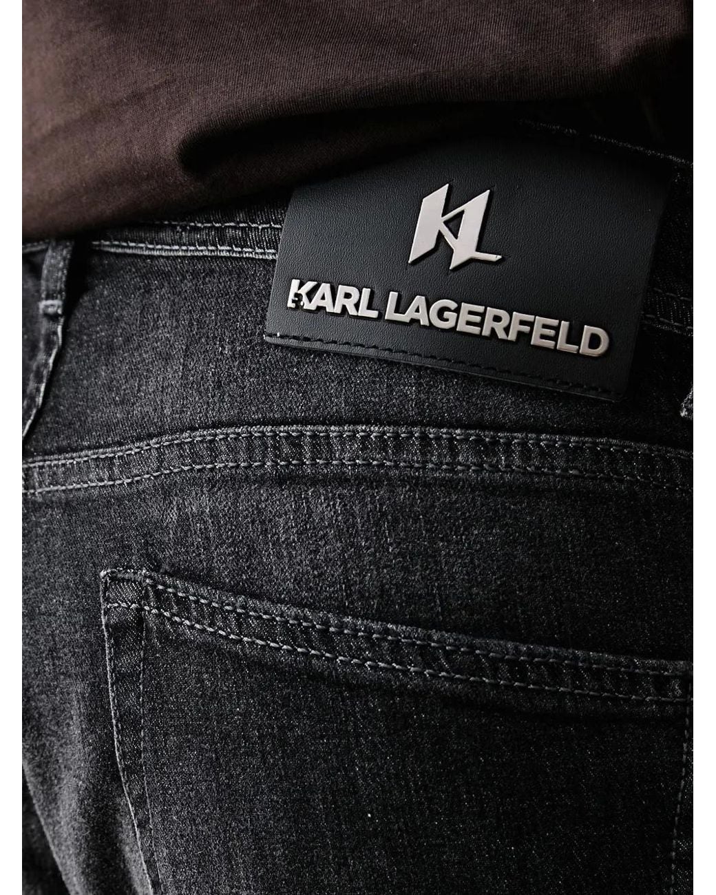 Karl Lagerfeld Black Faded Straight-Leg Jeans for men