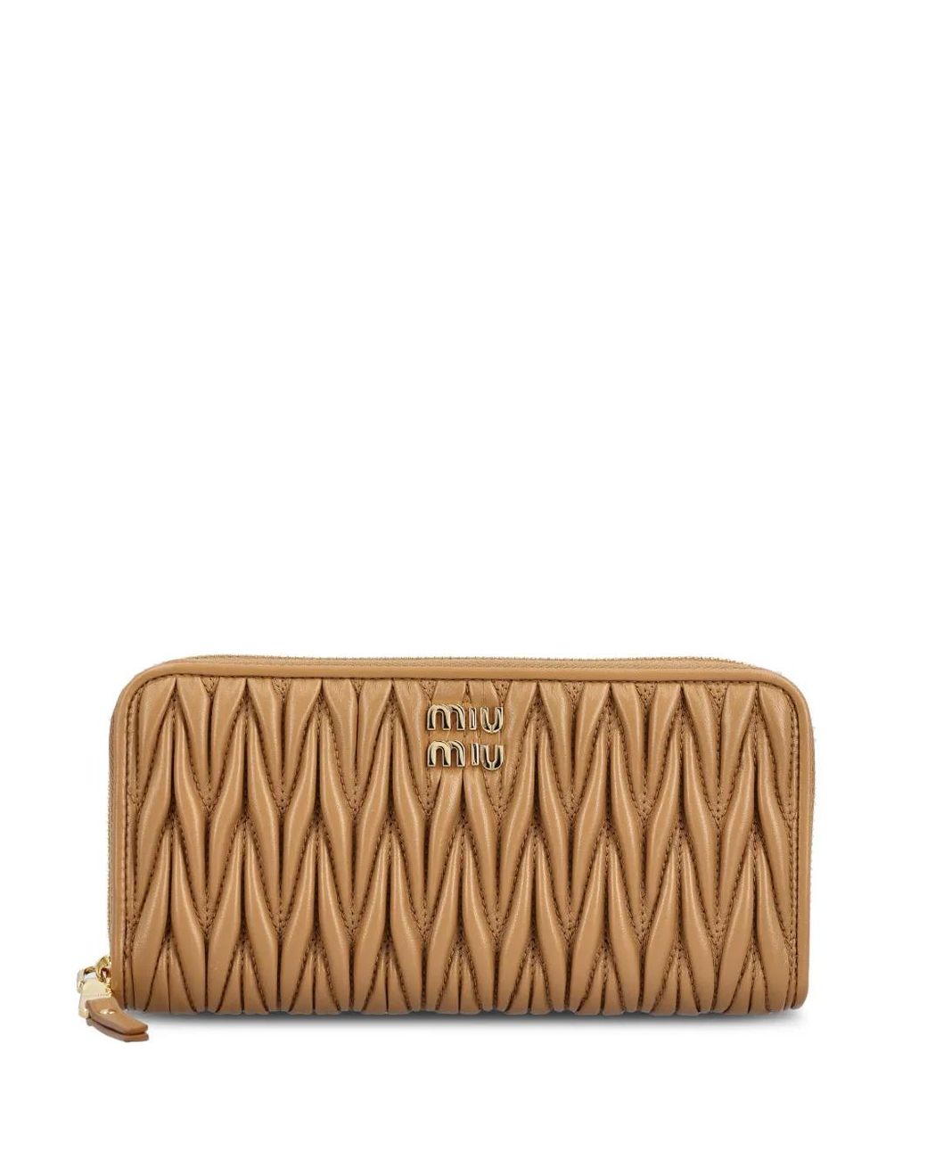 Miu Miu Brown Large Matelassé Nappa Leather Wallet