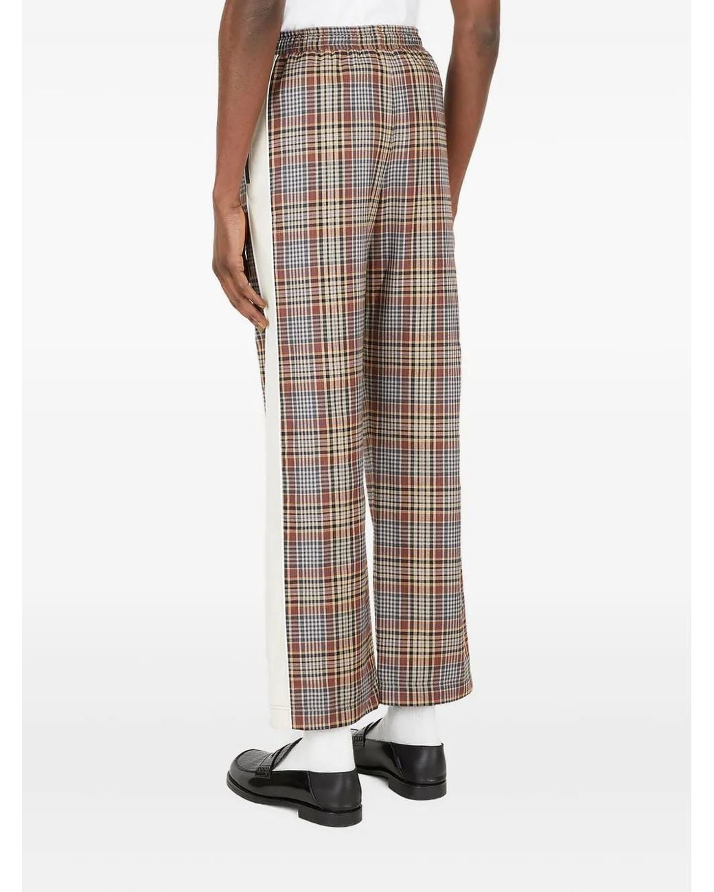 Ahluwalia White Akin Checked Panelled Trousers for men