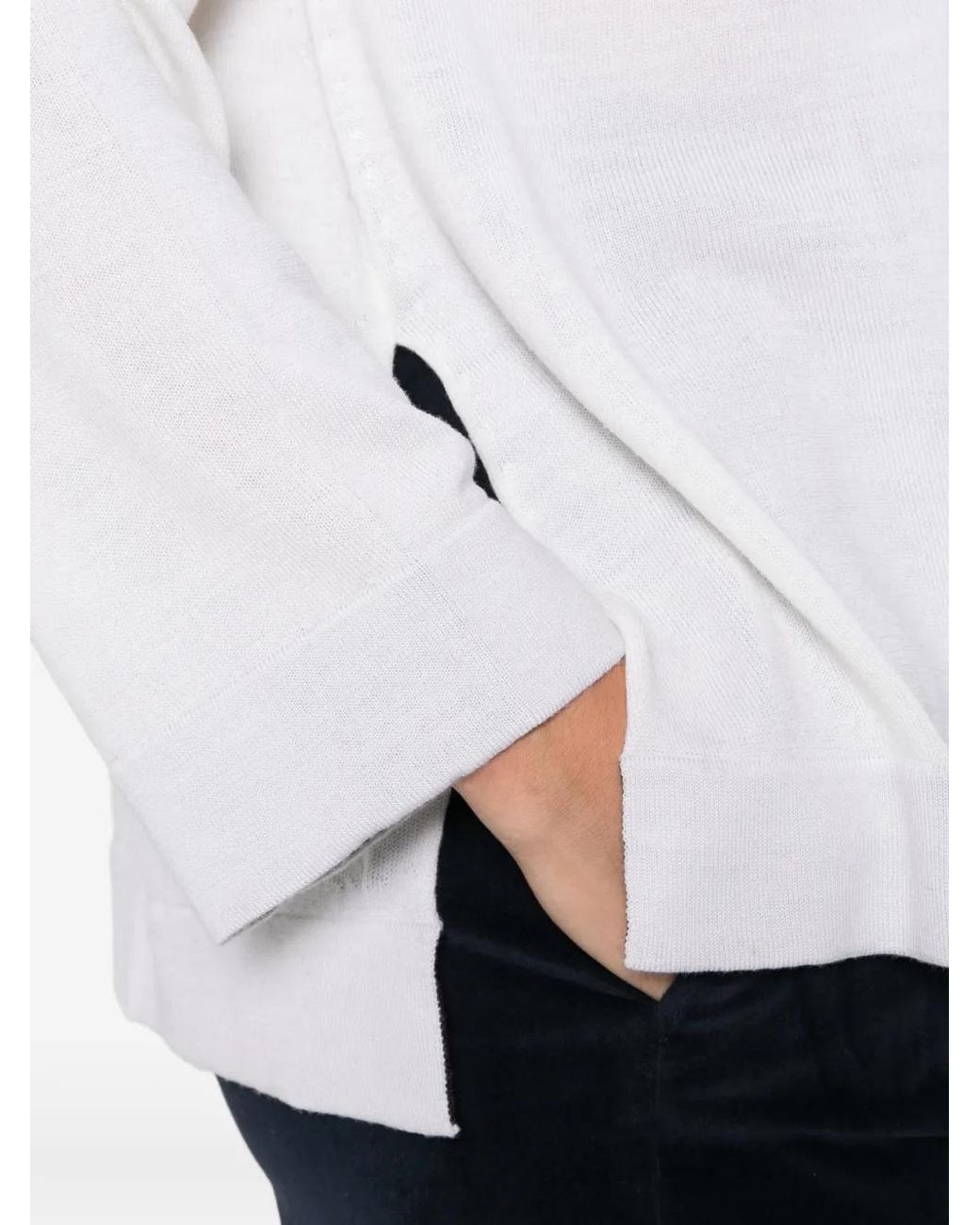 Liviana Conti White Side-Slit Sweater