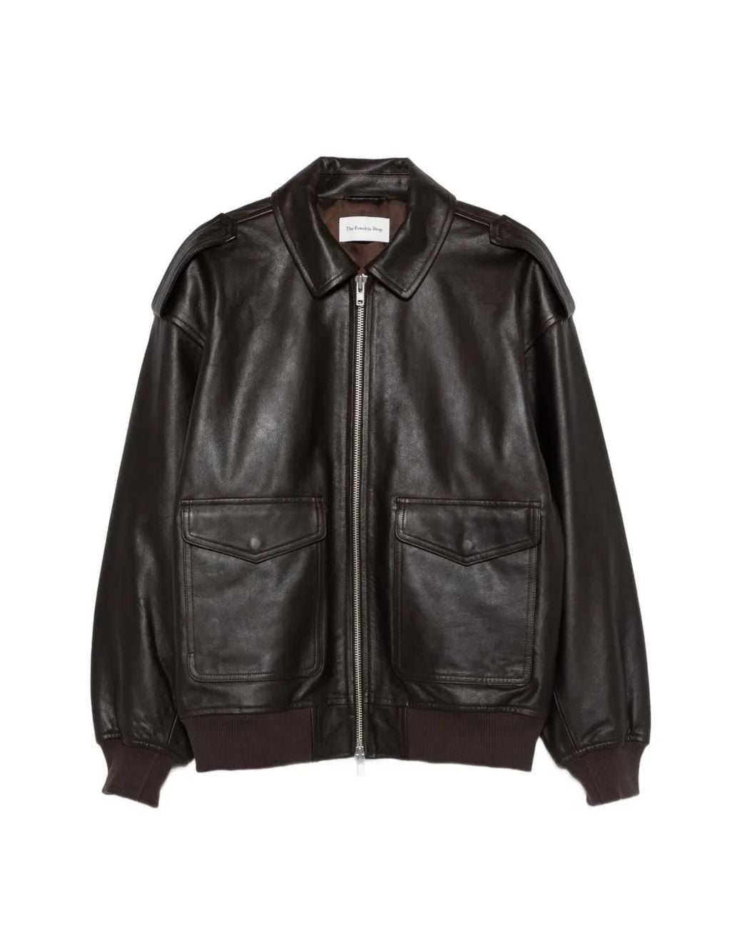 Frankie Shop Black Viper Flap-Pocket Leather Jacket