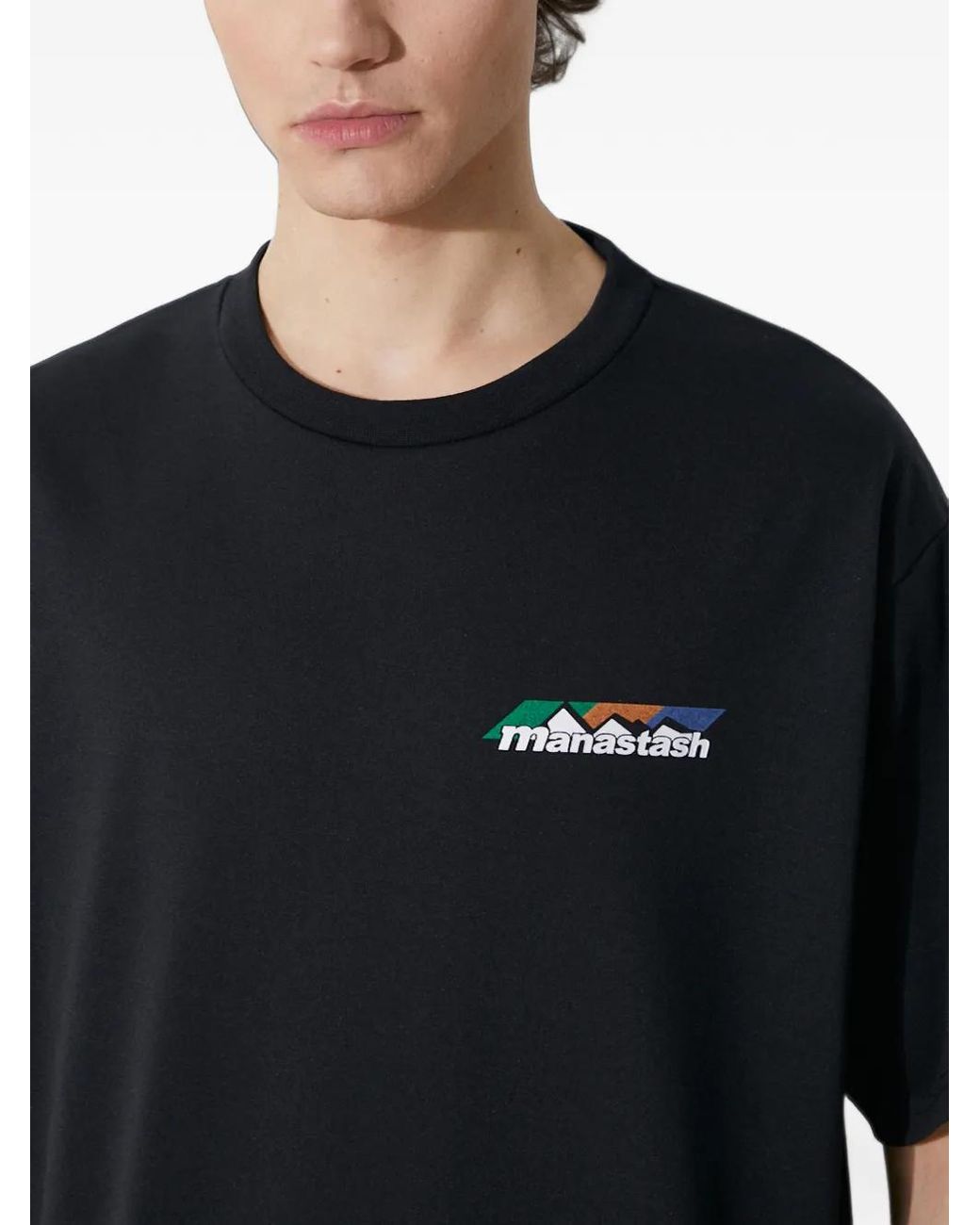 Manastash Black Logo-Print T-Shirt for men