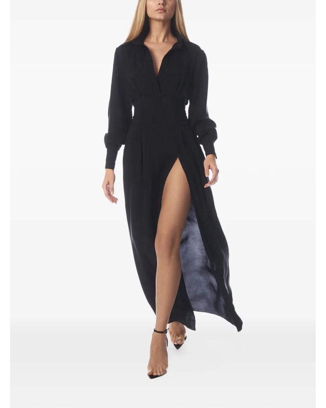 Tessitura Body Couture Black Side-Slit Maxi Dress