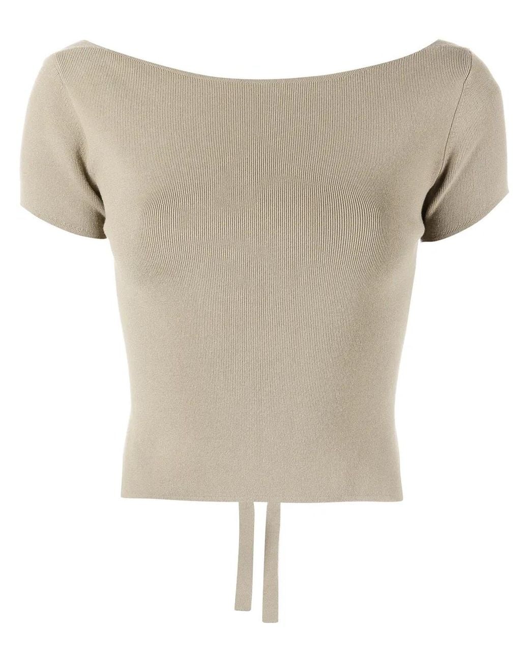 LAPOINTE Natural Boat-Neck Rear Tie Fastening Top