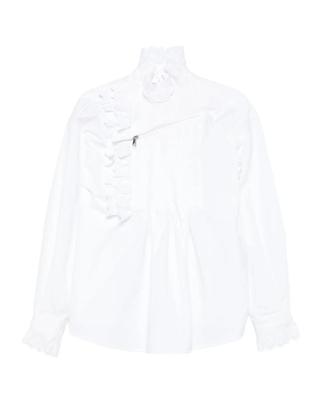Camisa Plisada Con Volantes Coperni de color White