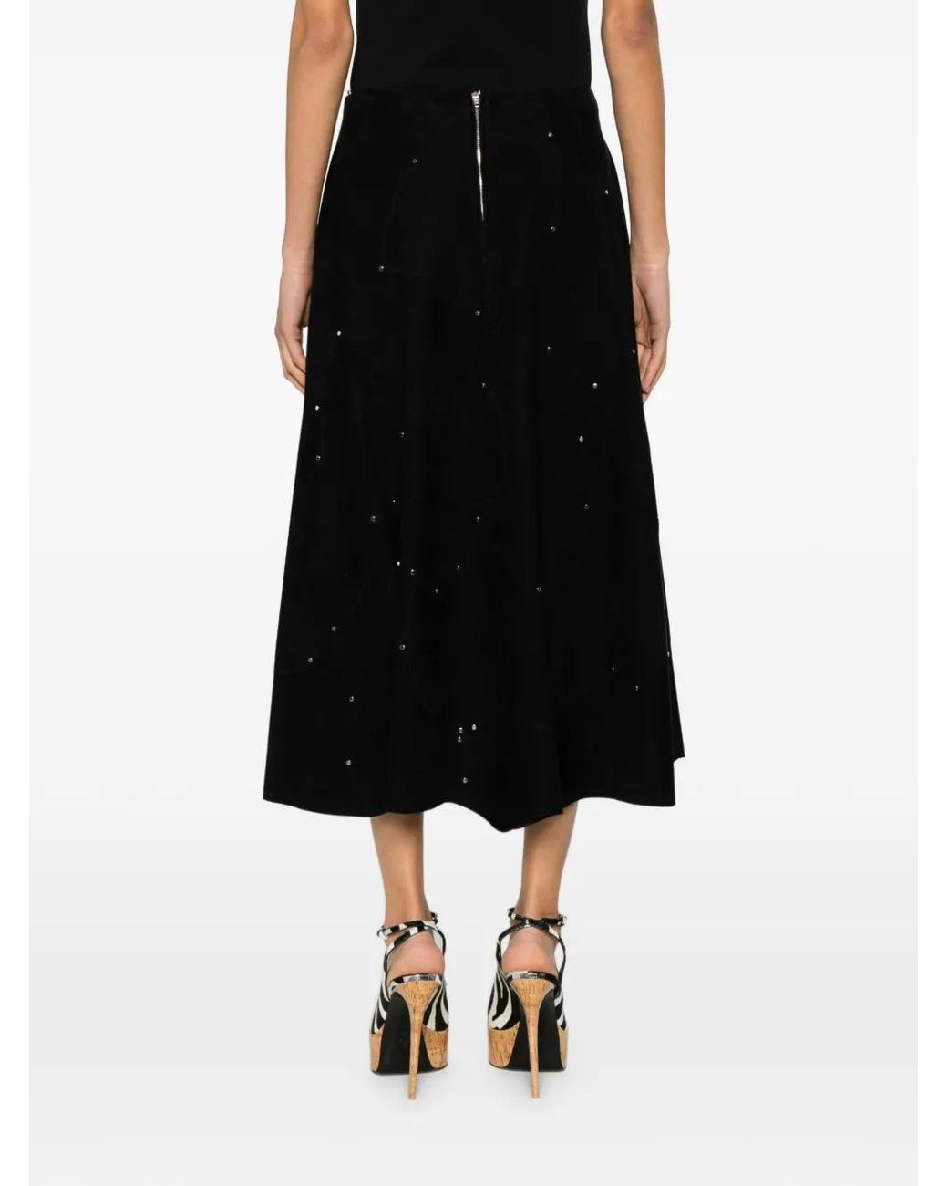Chloé Black Crystal-Embellished A-Line Midi Skirt