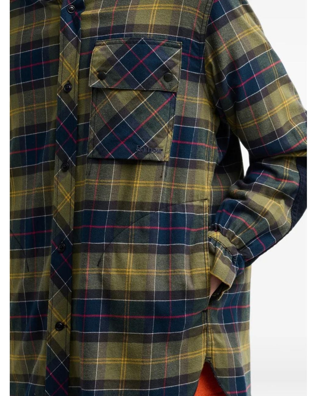 Barbour Gray Tartan Elbow-Patch Shirt for men