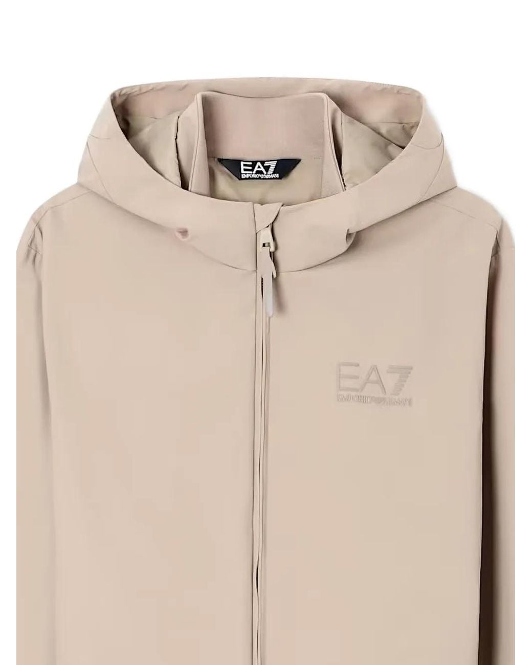 EA7 Natural Logo-Print Hooded Jacket for men