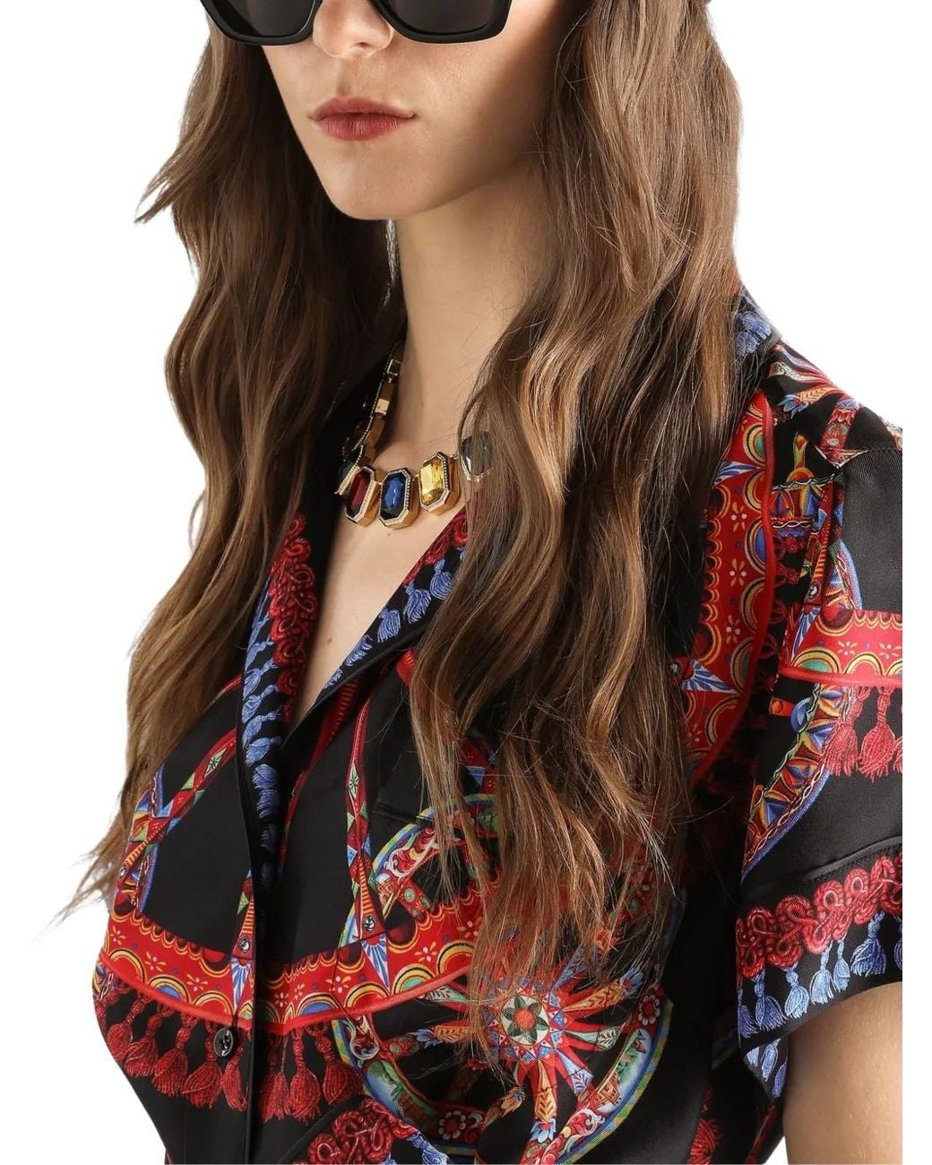 Chemise En Sergé De Soie À Imprimé Carretto Dolce & Gabbana en coloris Red