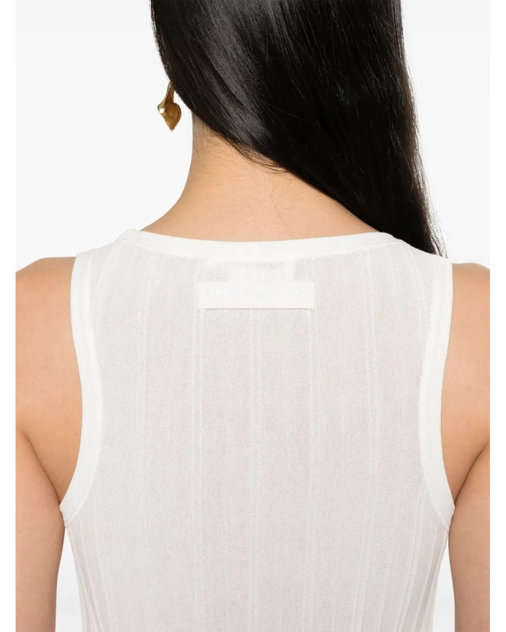Victoria Beckham White Striped Fine-Knit Tank Top