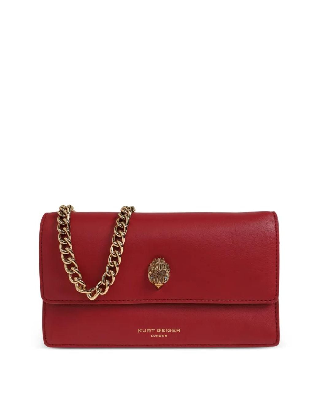 Kurt Geiger Red Sloane Eagle-Plaque Leather Cross Body Bag