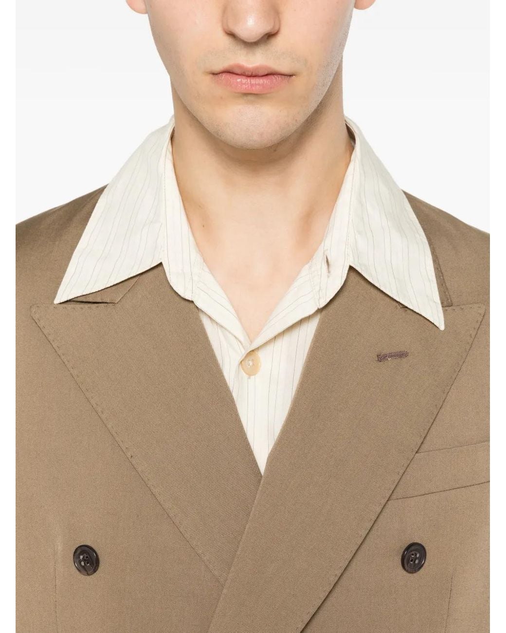 Brian Dales Natural Double-Breasted Peak-Lapel Blazer for men