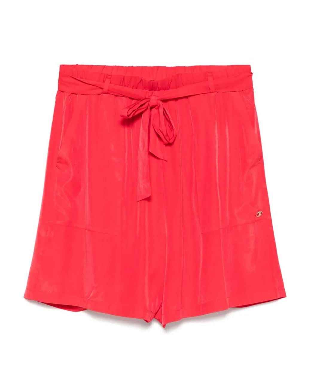 Liu Jo Red Logo-Plaque Shorts