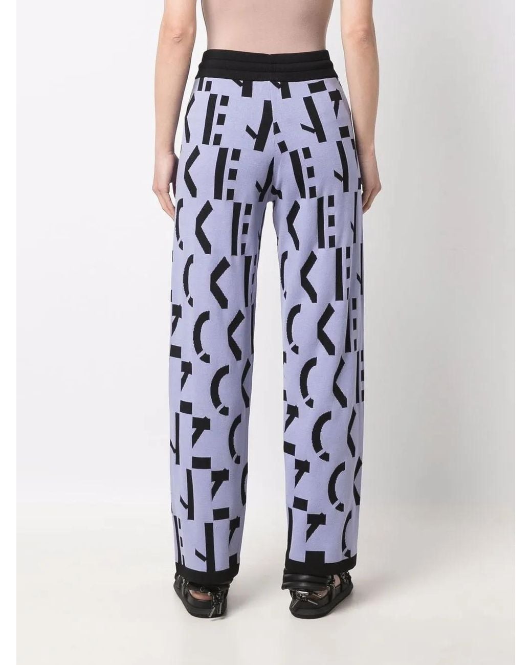 KENZO Blue All-Over Logo-Print Trousers