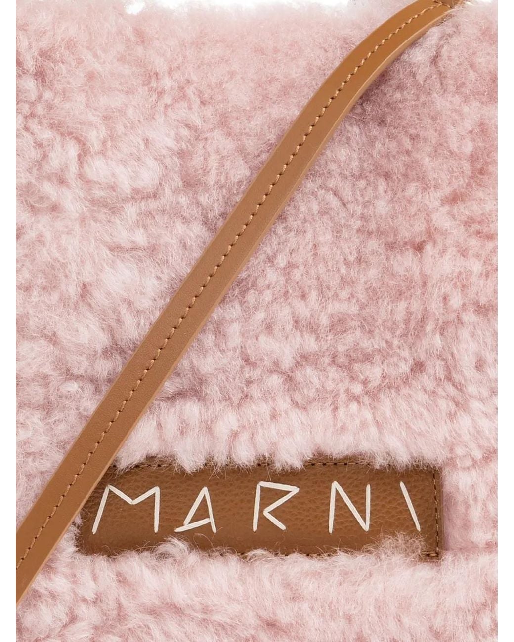 Borsa tote in shearling e pelle di Marni in Pink