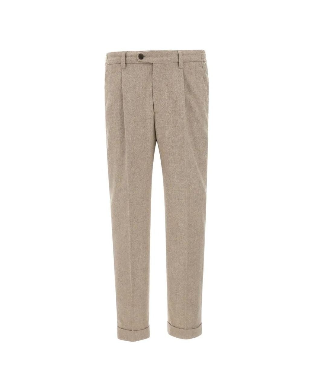 Devore Natural Pleated Brushed Trousers for men
