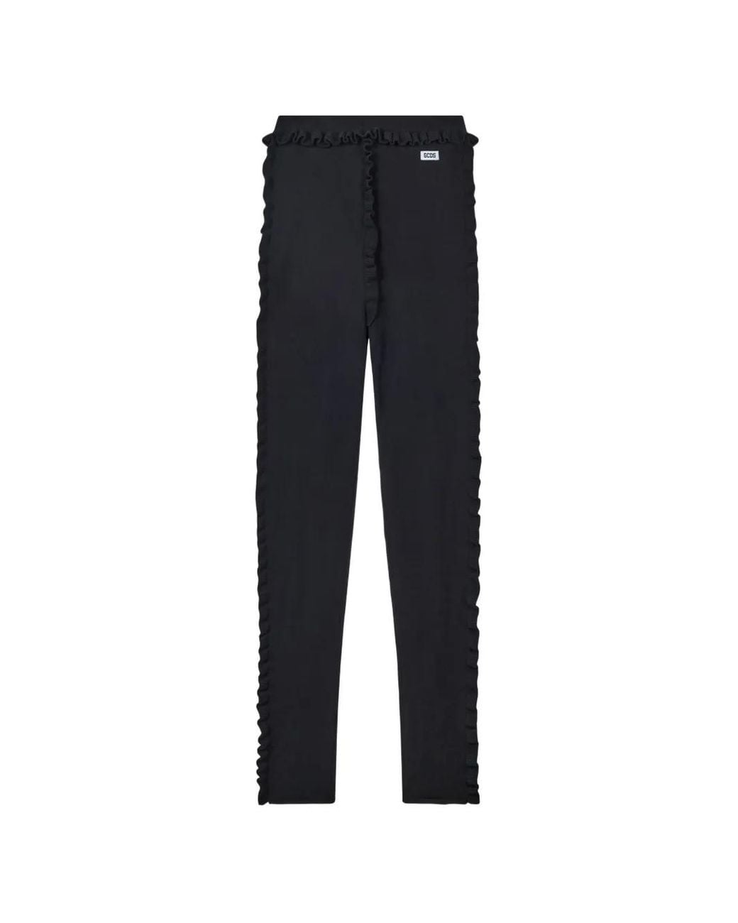 Gcds Blue Medusa Ruffle-Trim Knitted Leggings
