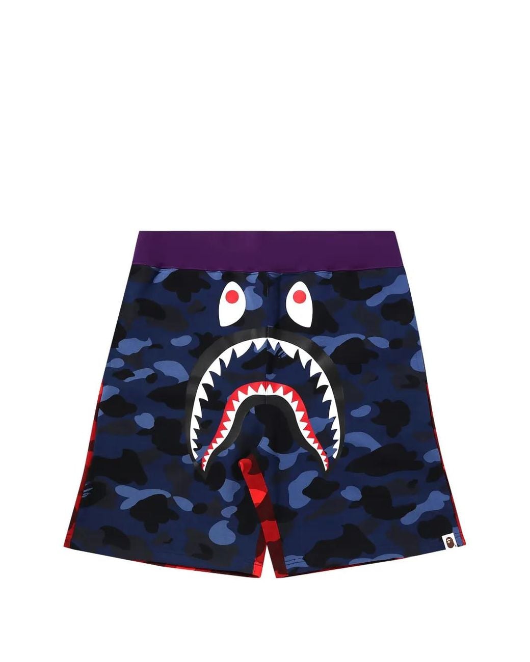 A Bathing Ape Blue Camouflage-Pattern Track Shorts for men