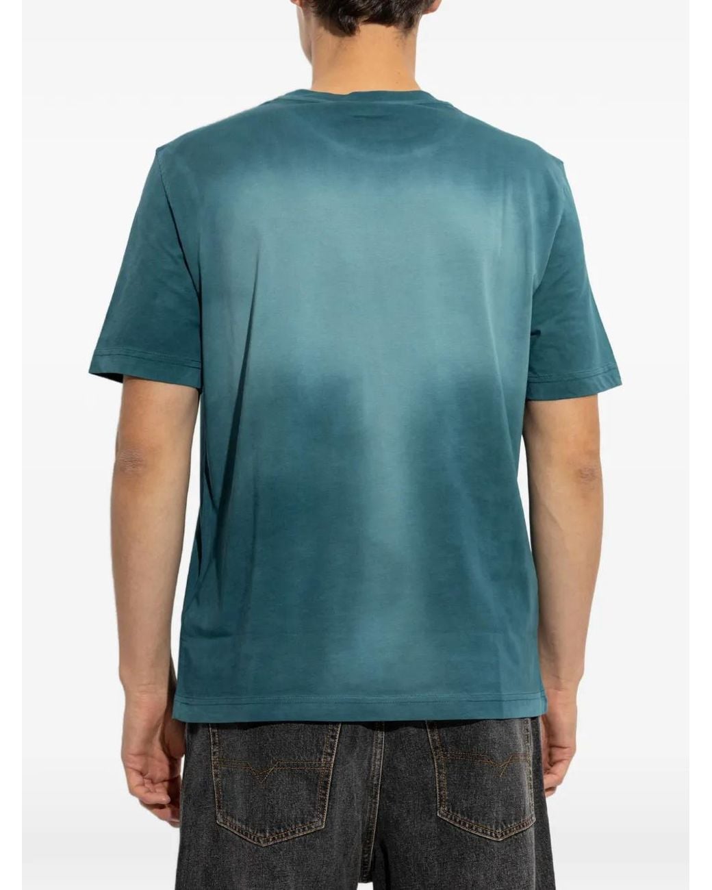 DIESEL Blue Logo-Embroidered T-Shirt for men