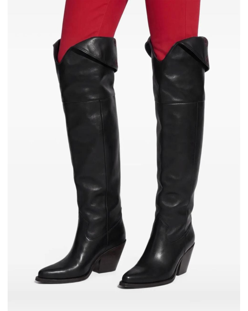 Chloé Black Azelan Floral-Embroidered Leather Boots