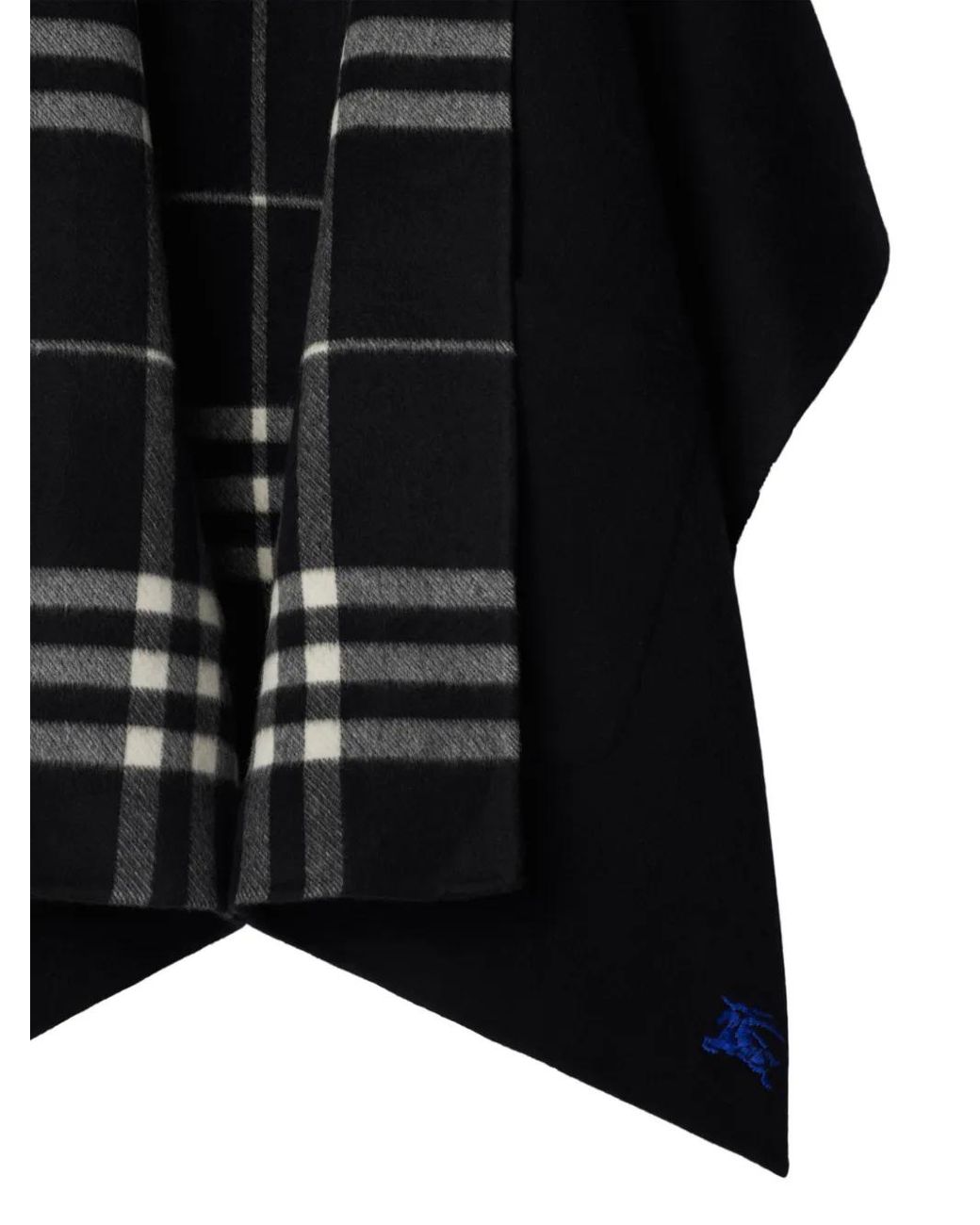 Burberry Black Reversible Check Cashmere Cape