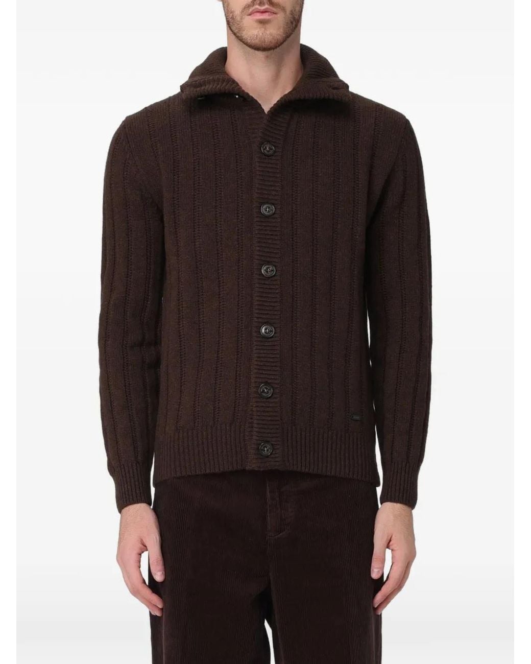 Brooksfield Black Pull Côtelé En Laine for men