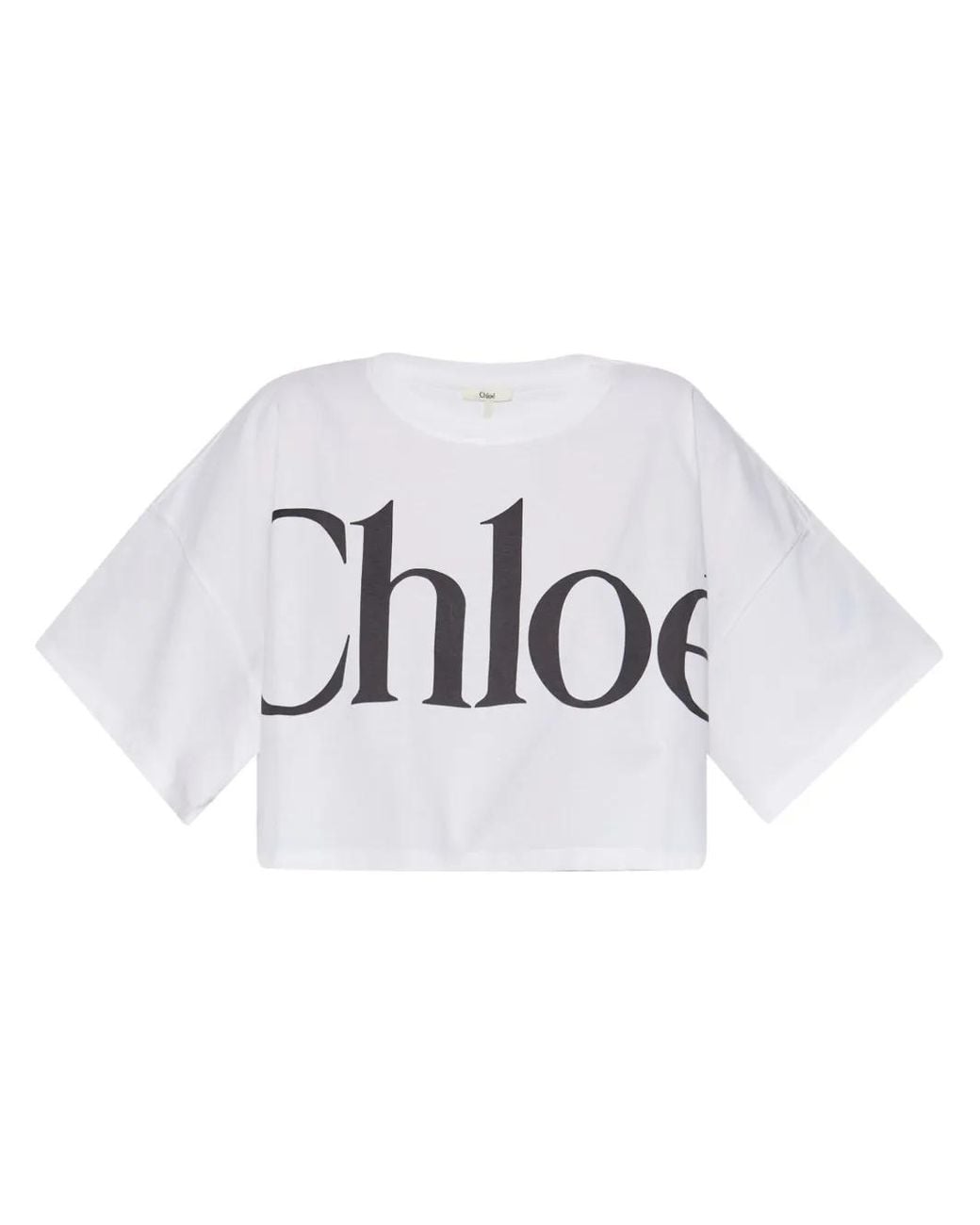 Chloé White Cropped Boxy Logo T-Shirt