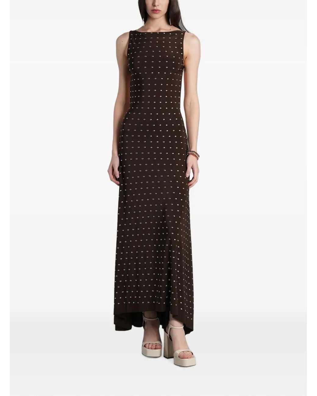 Siedres Black Stud-Embellished Open-Back Dress